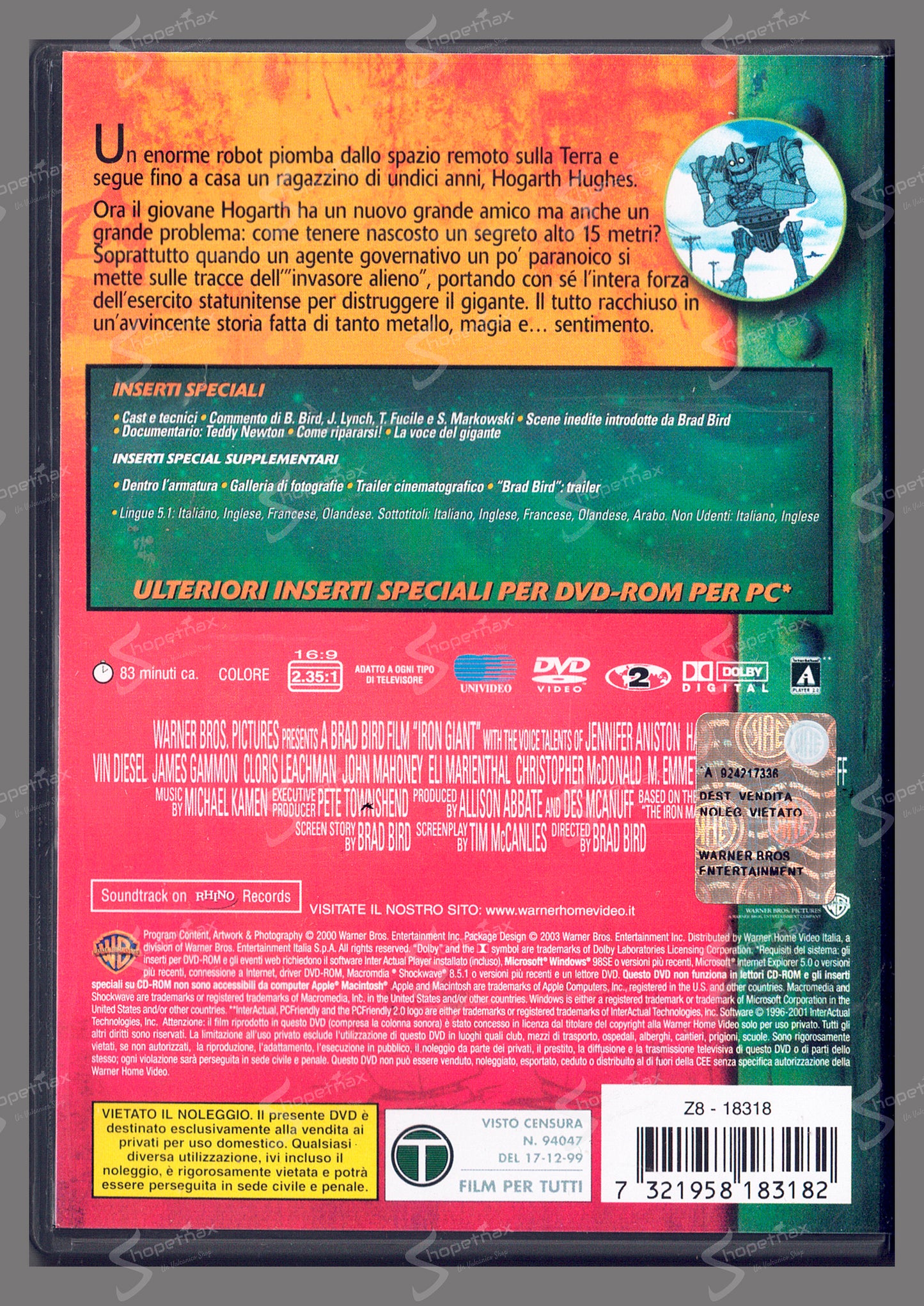 Il Gigante di Ferro (The Iron Giant) (1999) DVD