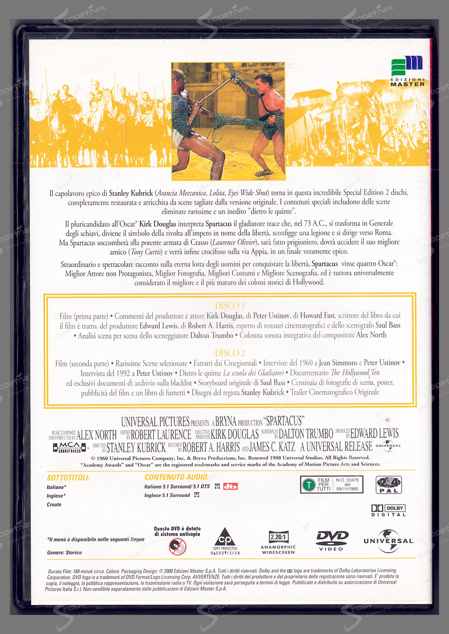 Spartacus (Special Edition) (1960) 2 DVD Editoriale