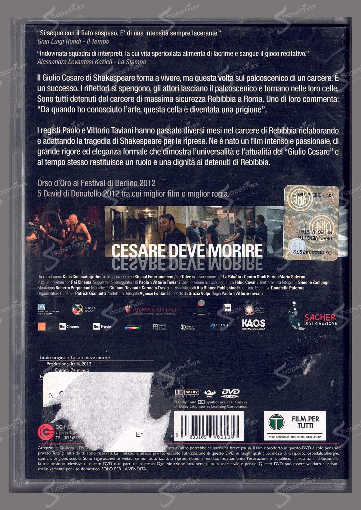 Cesare deve morire (2012) DVD Ex Noleggio