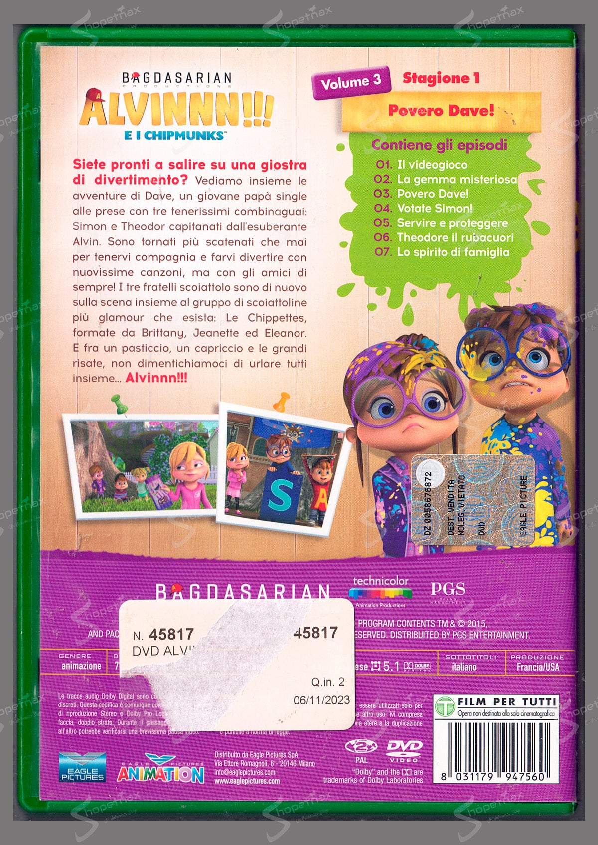 Alvinnn!!! E i Chipmunks - Volume 3 - Povero Dave! (2015) DVD