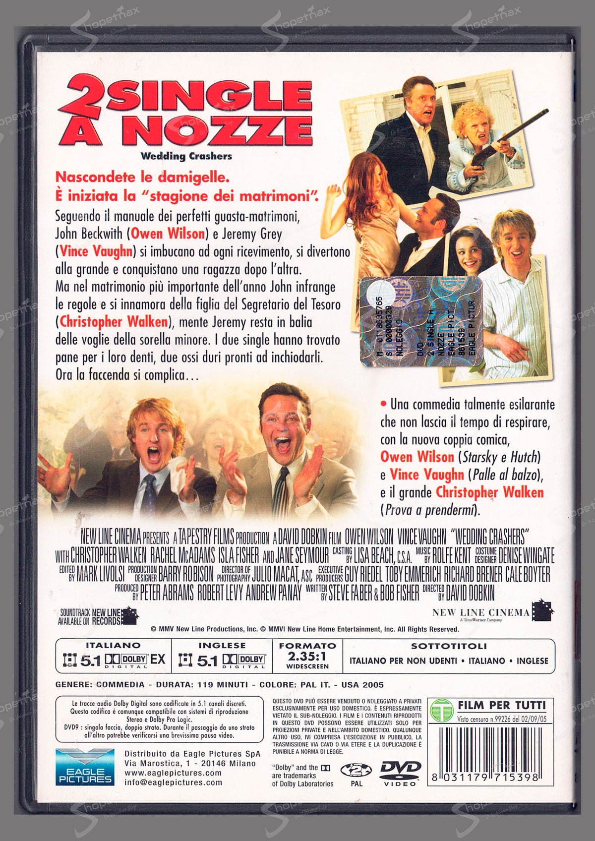 2 single a nozze - Wedding crashers (2005) DVD Noleggio