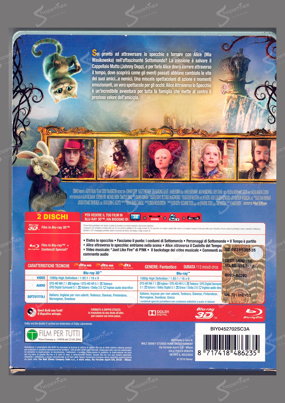Alice attraverso lo specchio (Steelbook) (Alice Through the Looking Glass) (2016) Blu-ray + Blu-ray 3D