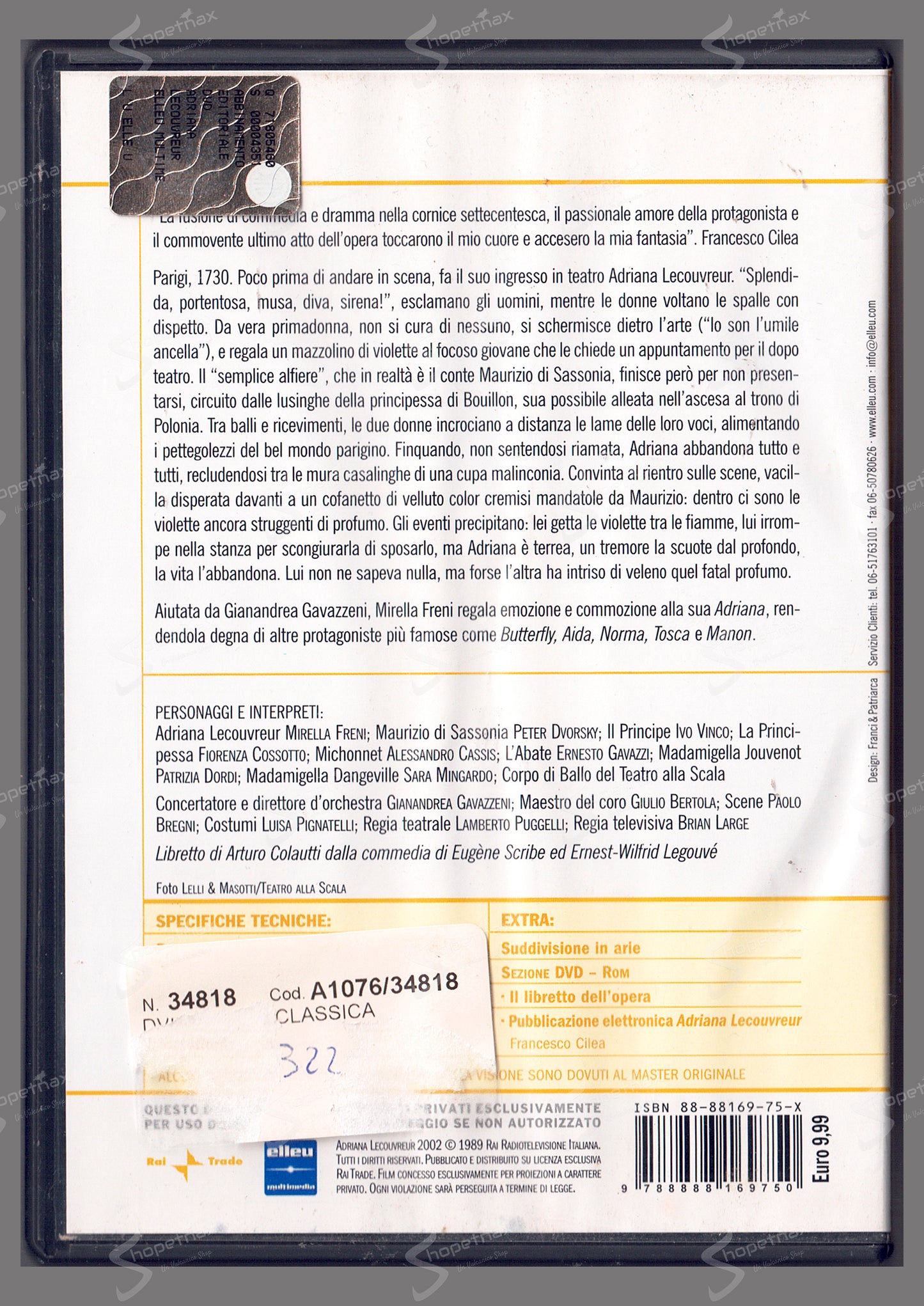 Adriana Lecouvreur - Francesco Cilea (1989) DVD