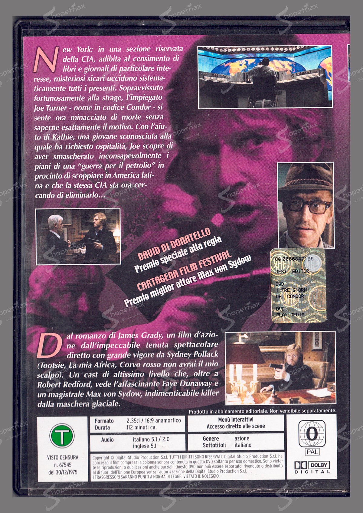 I tre giorni del Condor (Three Days of the Condor) (1975) DVD Editoriale Ottimo