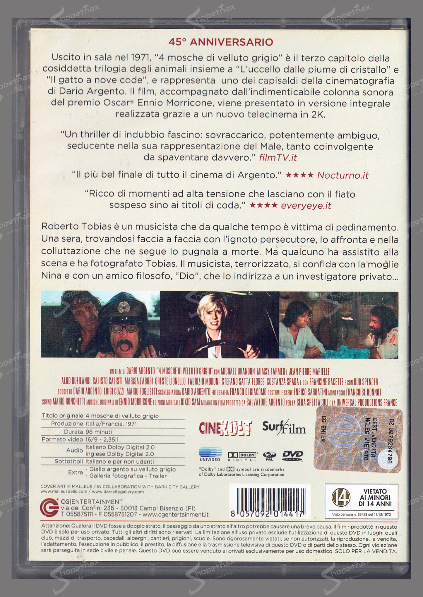 4 Mosche di Velluto Grigio (1971) DVD