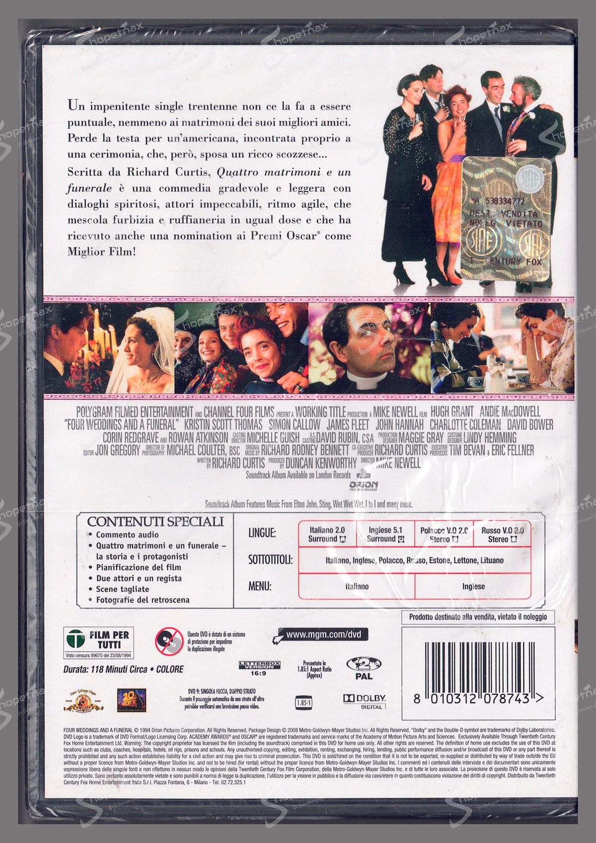 Quattro matrimoni e un funerale (Four Weddings and a Funeral) (1993) DVD