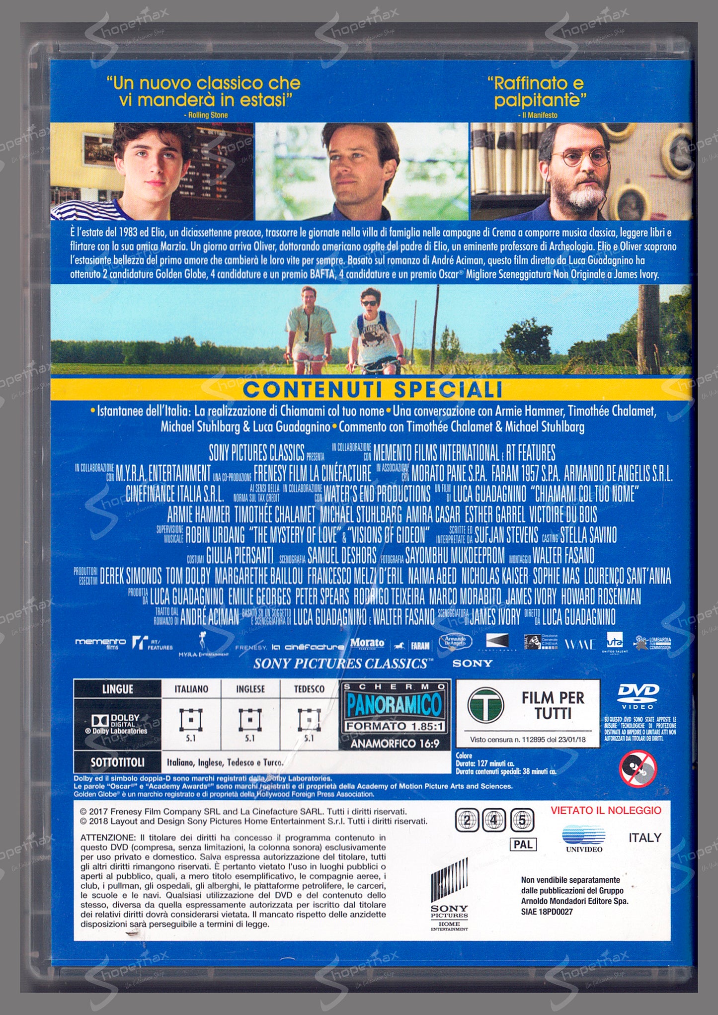 Chiamami col tuo nome (2017) DVD Editoriale