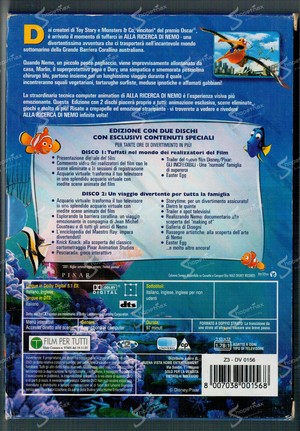 Alla ricerca di Nemo (Finding Nemo) (2003) 2 DVD Ottimo
