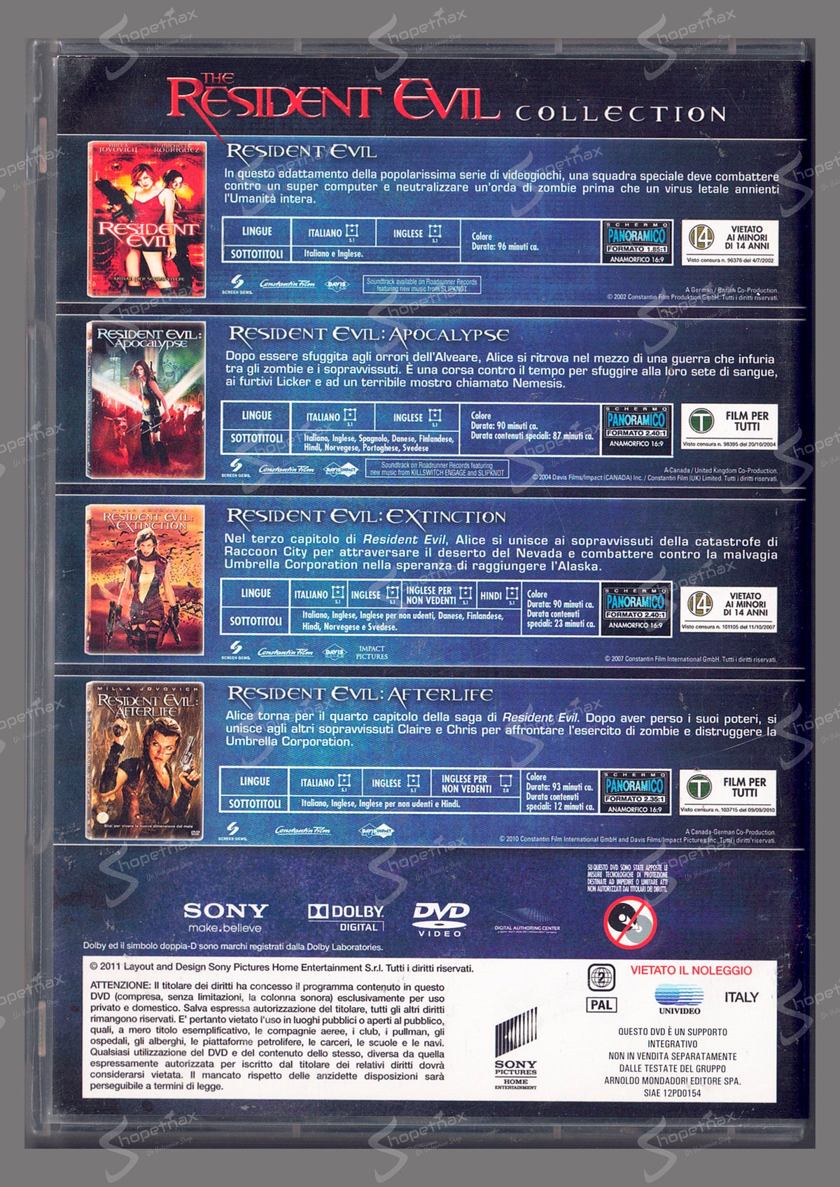 The Resident Evil Collection (4 Dischi) (2011) DVD