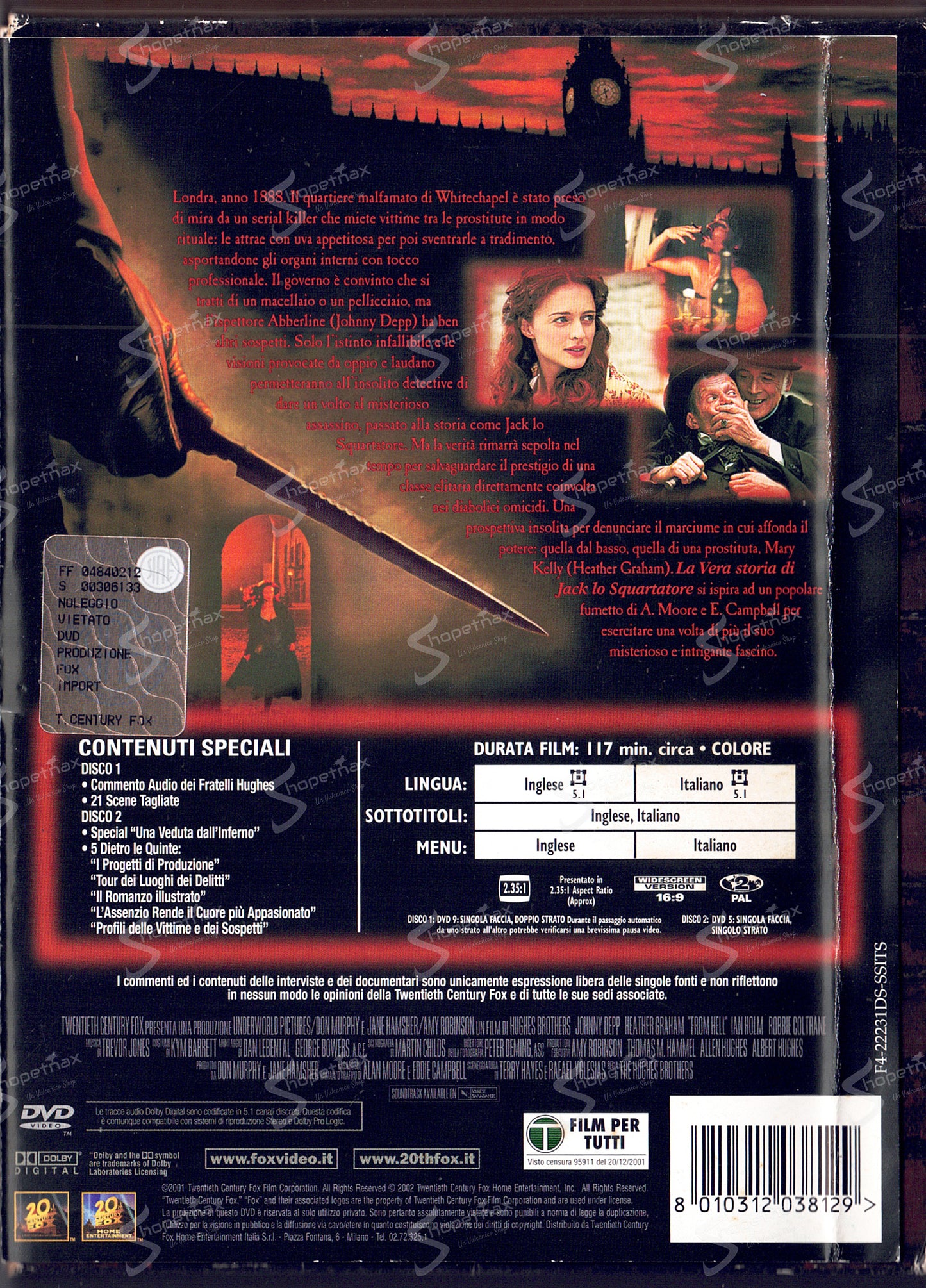 La vera storia di Jack Lo Squartatore (From Hell) (2001) 2 DVD