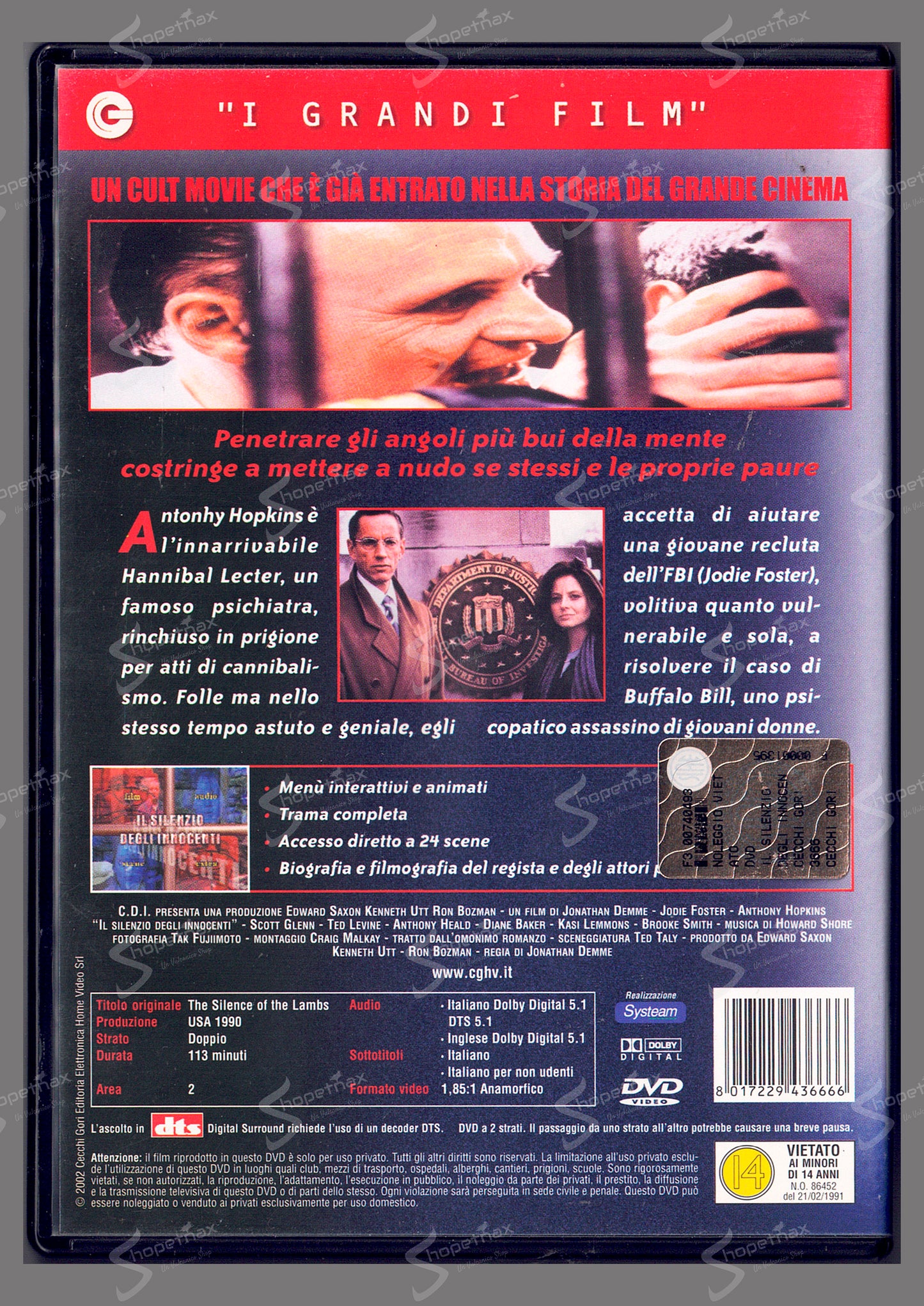 Il silenzio degli innocenti (The Silence of the Lambs) DVD