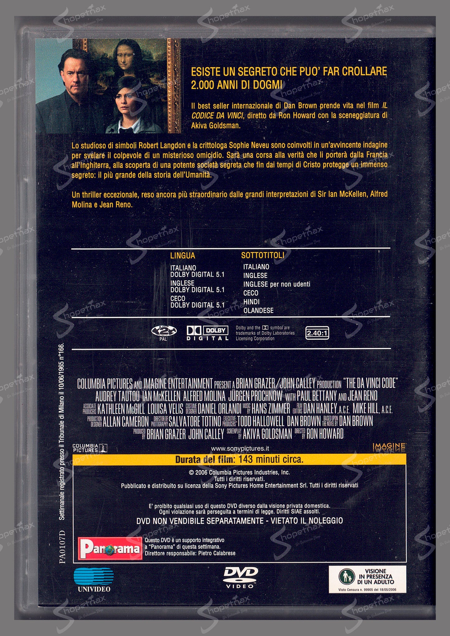 Il Codice Da Vinci (The Da Vinci Code) (2006) DVD Editoriale
