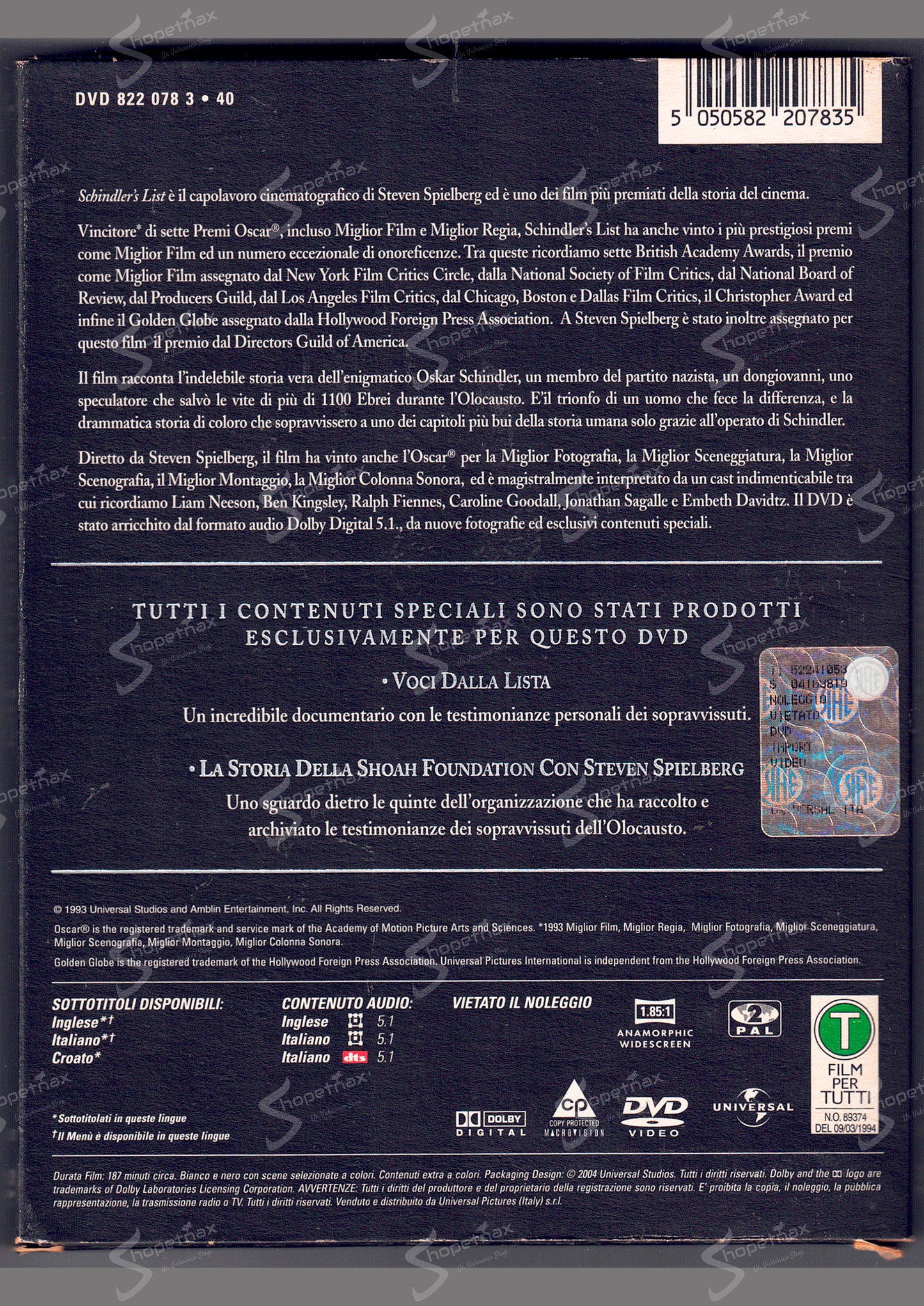 Schindler's List (Special Edition 2 Dischi) (1993) DVD Digipack