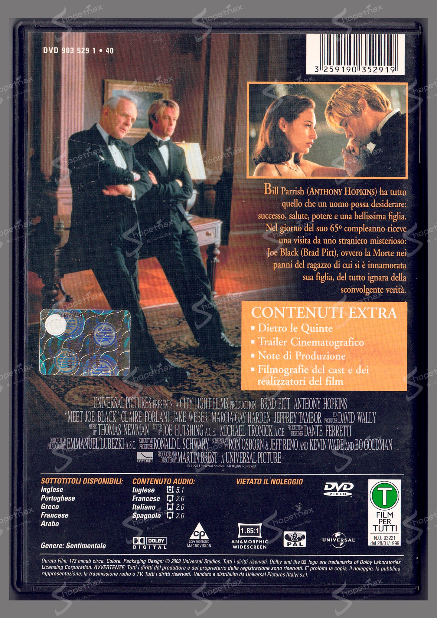 Vi presento Joe Black (Meet) (1998) DVD