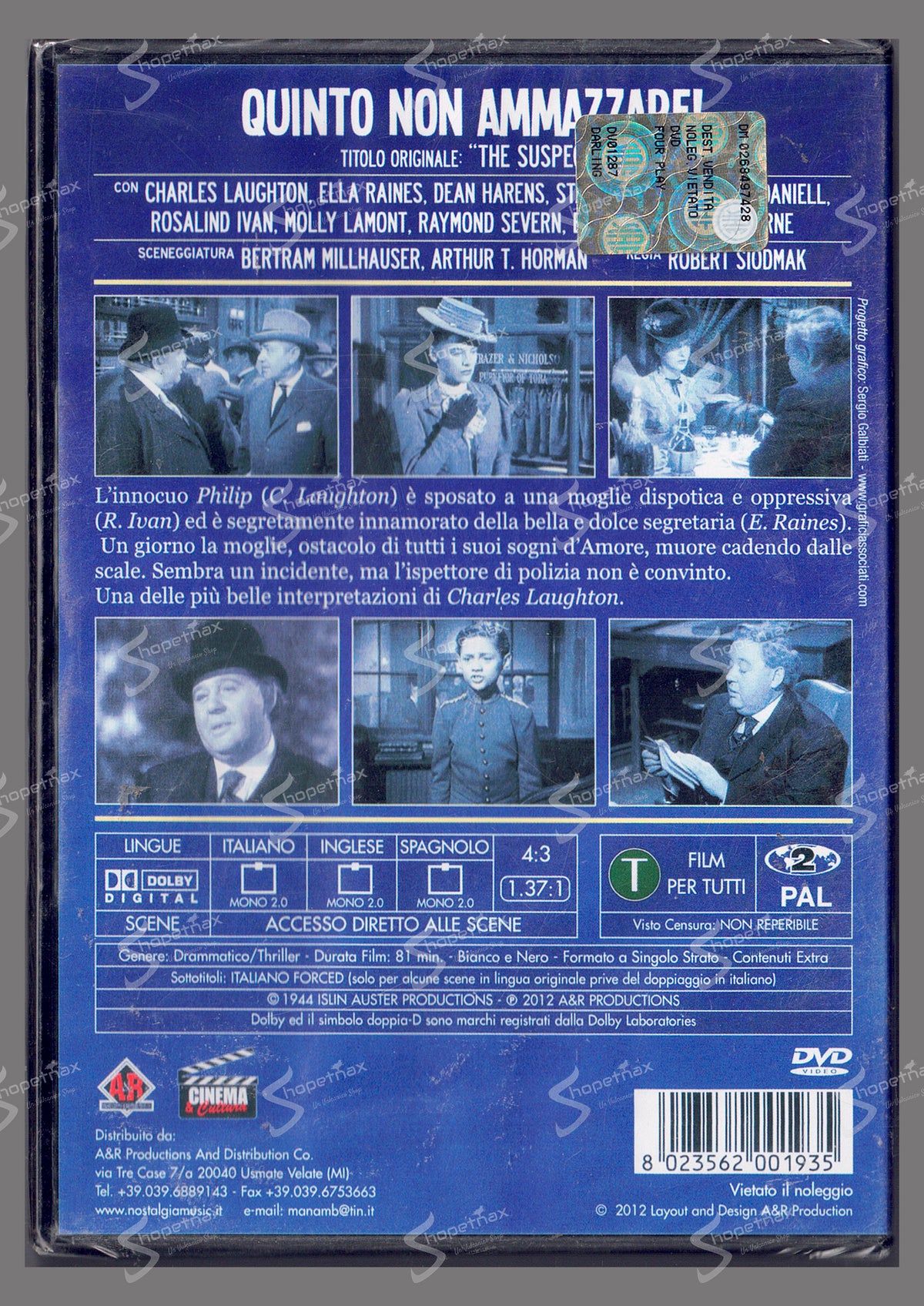 Quinto non ammazzare! (The Suspect) (1944) DVD