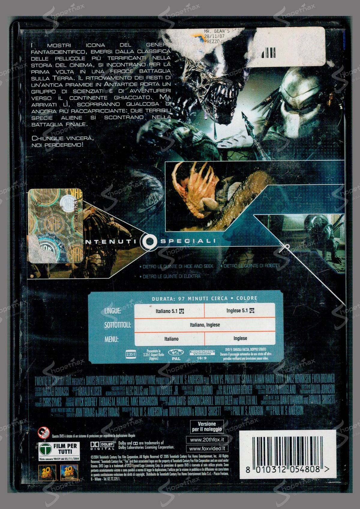 Alien Vs. Predator (AVP) (2004) DVD Versione Noleggio