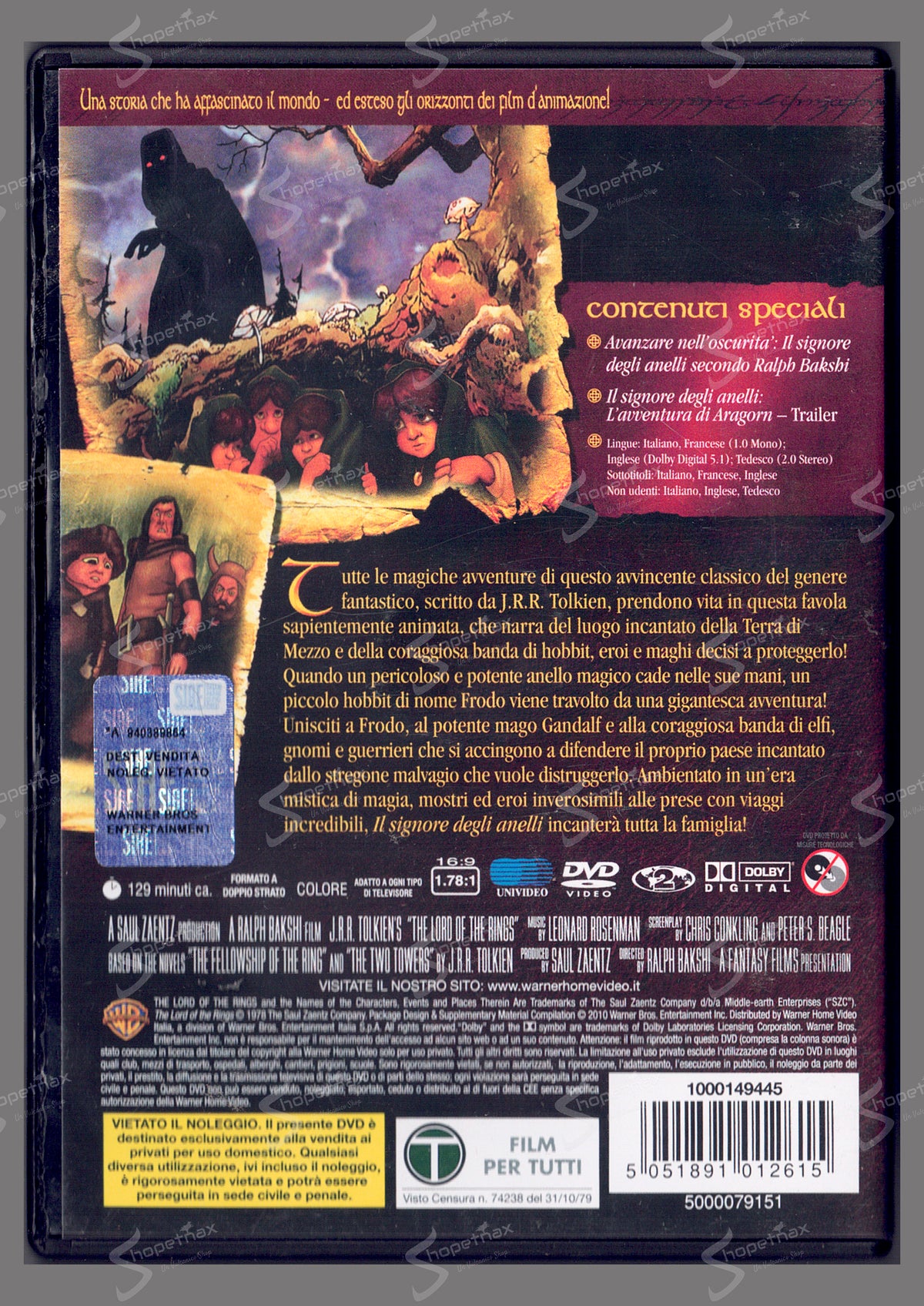 Il Signore degli Anelli - Il Classico Originale Animato (Edizione Deluxe Rimasterizzata) (1978) DVD Ottimo
