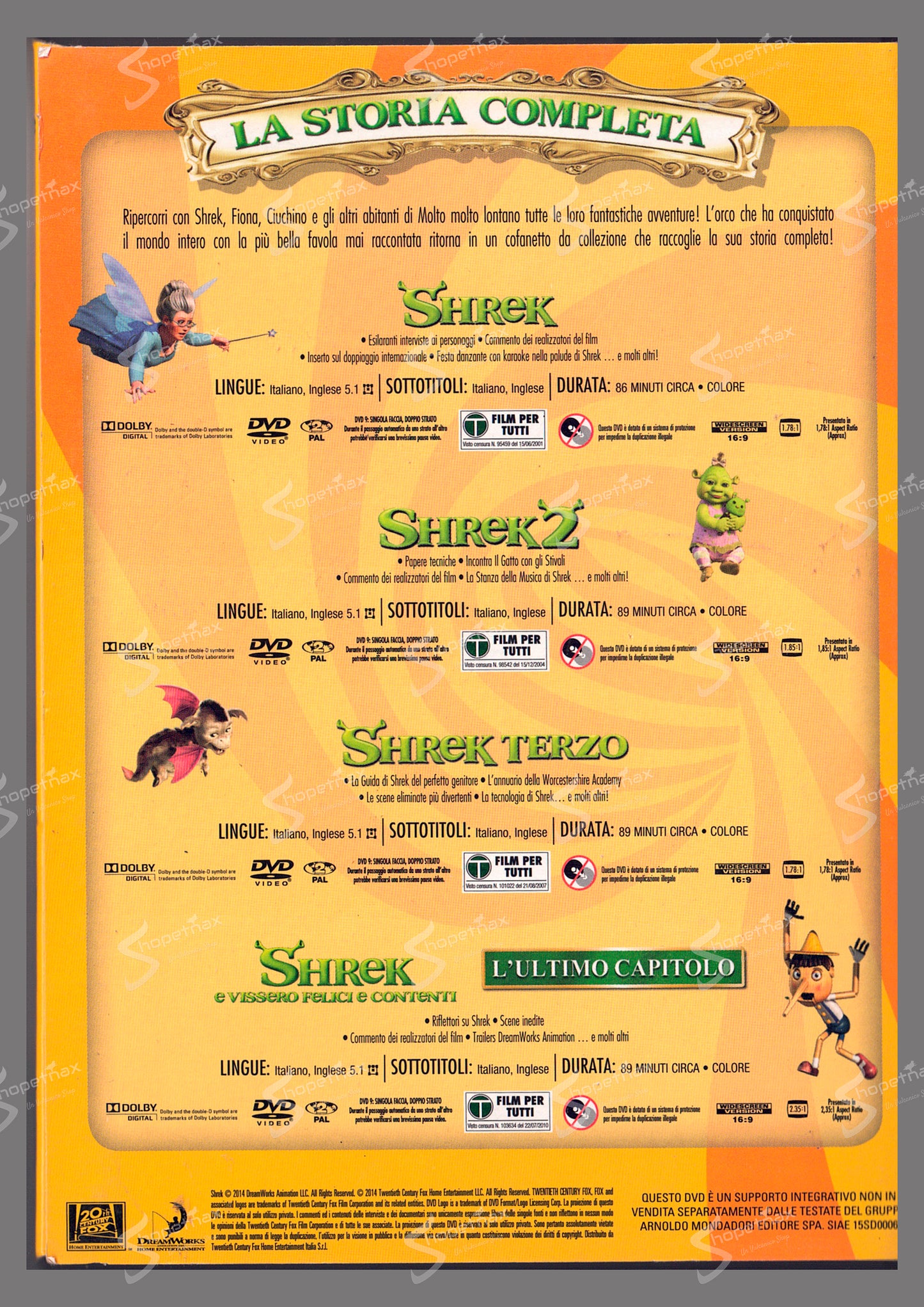 Shrek - La Storia Completa (4 Film) (2001-2010) DVD Editoriale