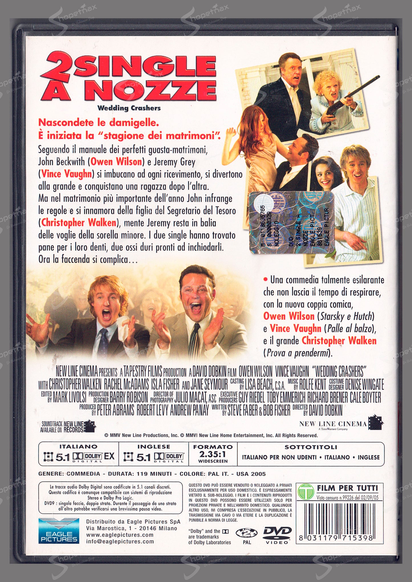 2 single a nozze - Wedding crashers (2005) DVD Noleggio