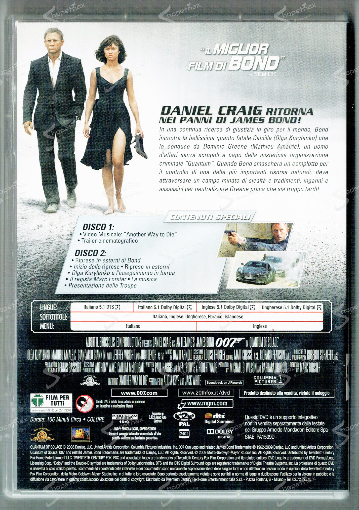 007 Quantum of Solace (Edizione Speciale) (2008) 2 DVD Editoriale Buono