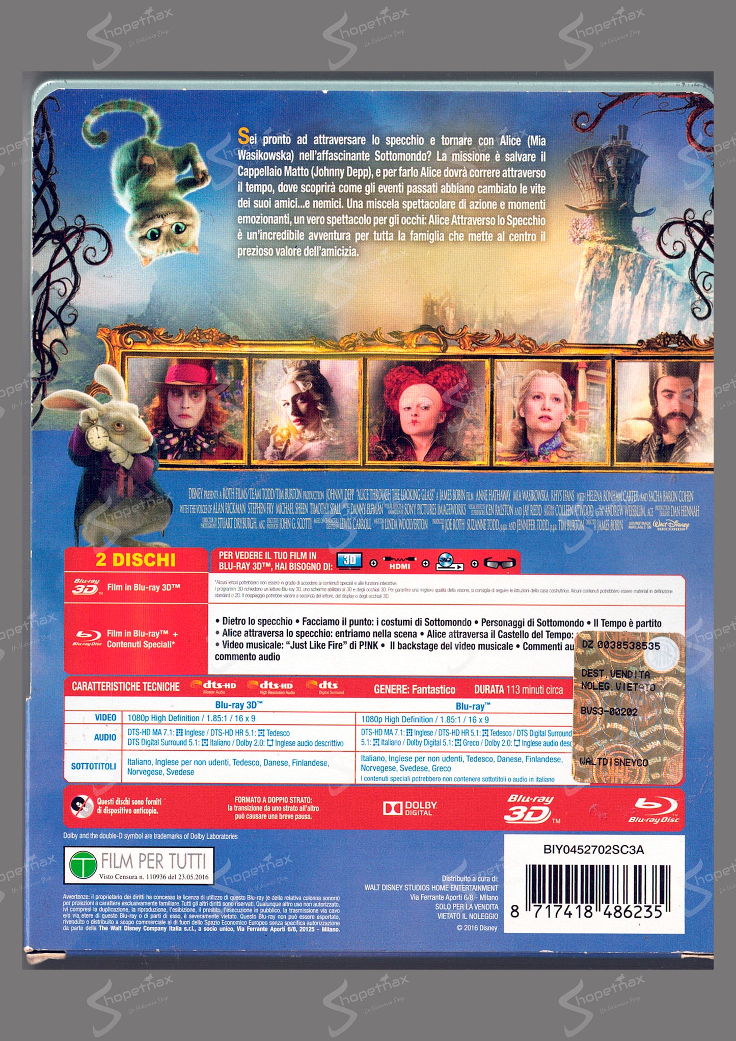 Alice attraverso lo specchio (Steelbook) (Alice Through the Looking Glass) (2016) Blu-ray + Blu-ray 3D