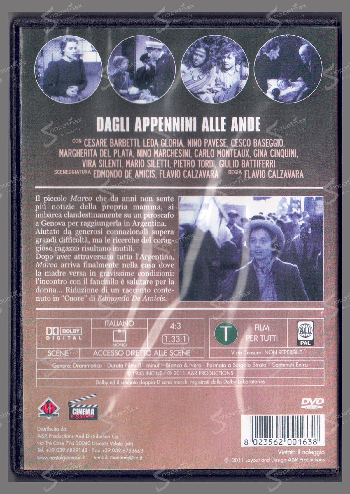 Dagli Appennini alle Ande (1943) DVD Discreto