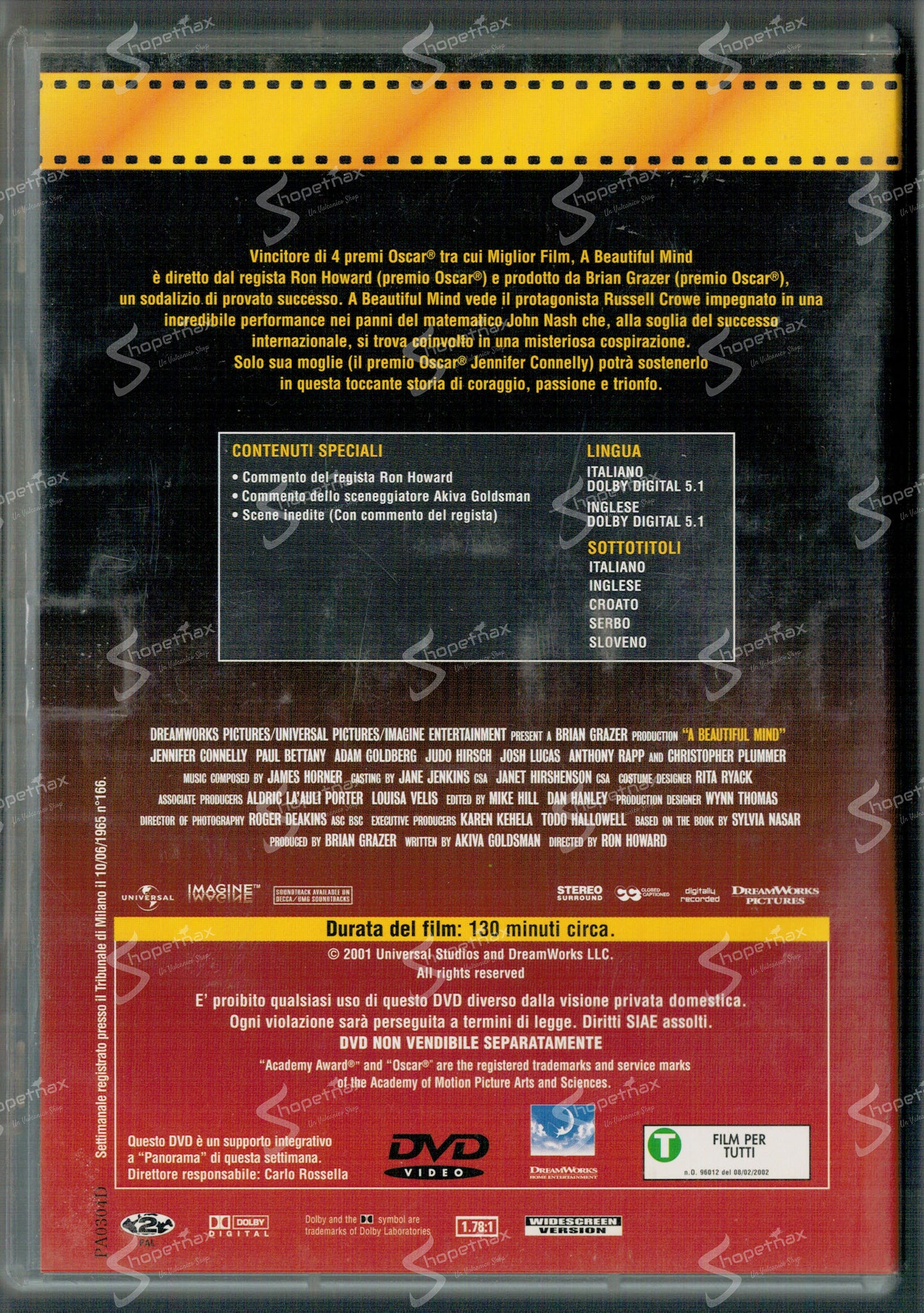 A Beautiful Mind (2001) DVD Editoriale