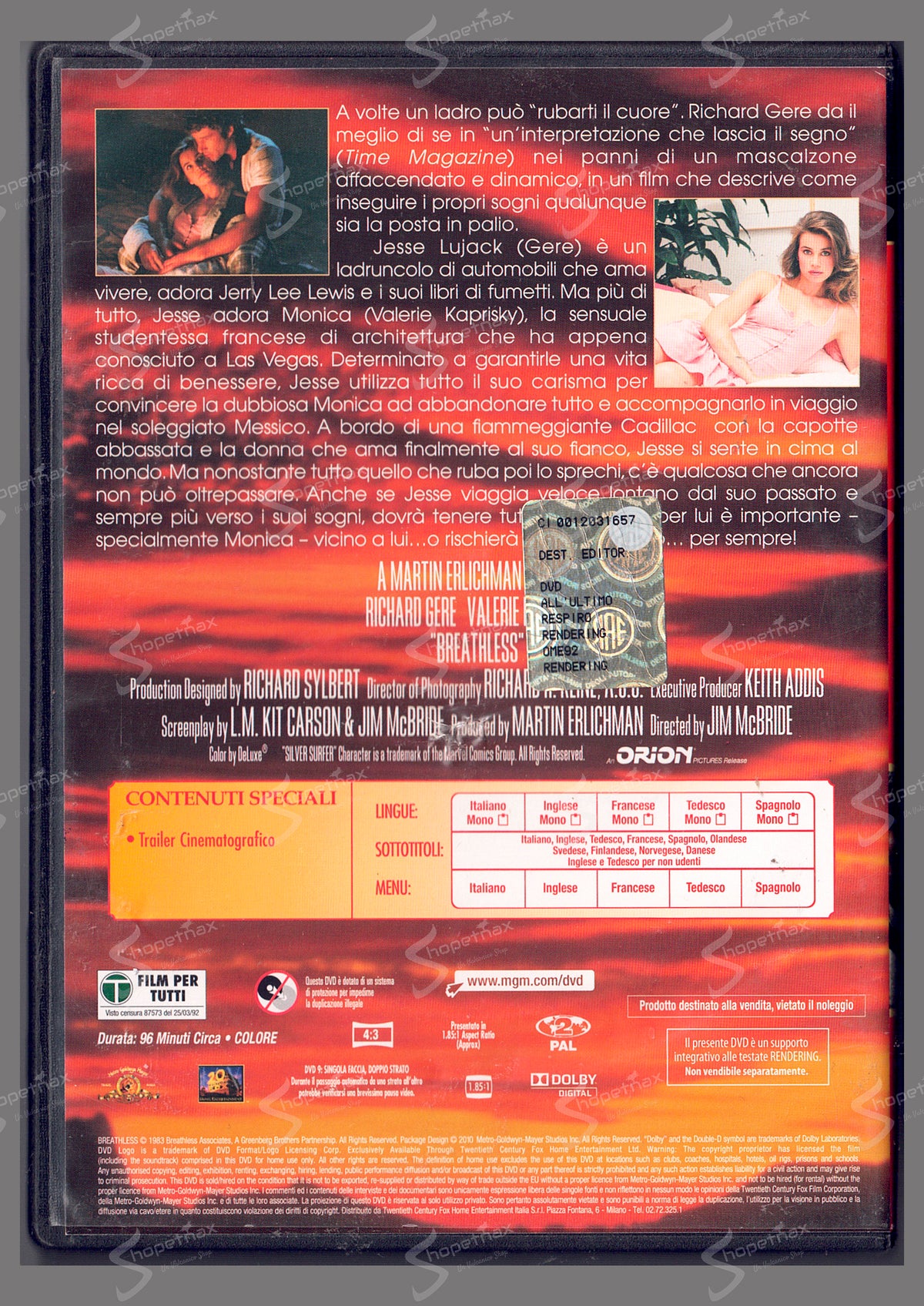 All'ultimo respiro (Breathless) (1983) DVD Editoriale