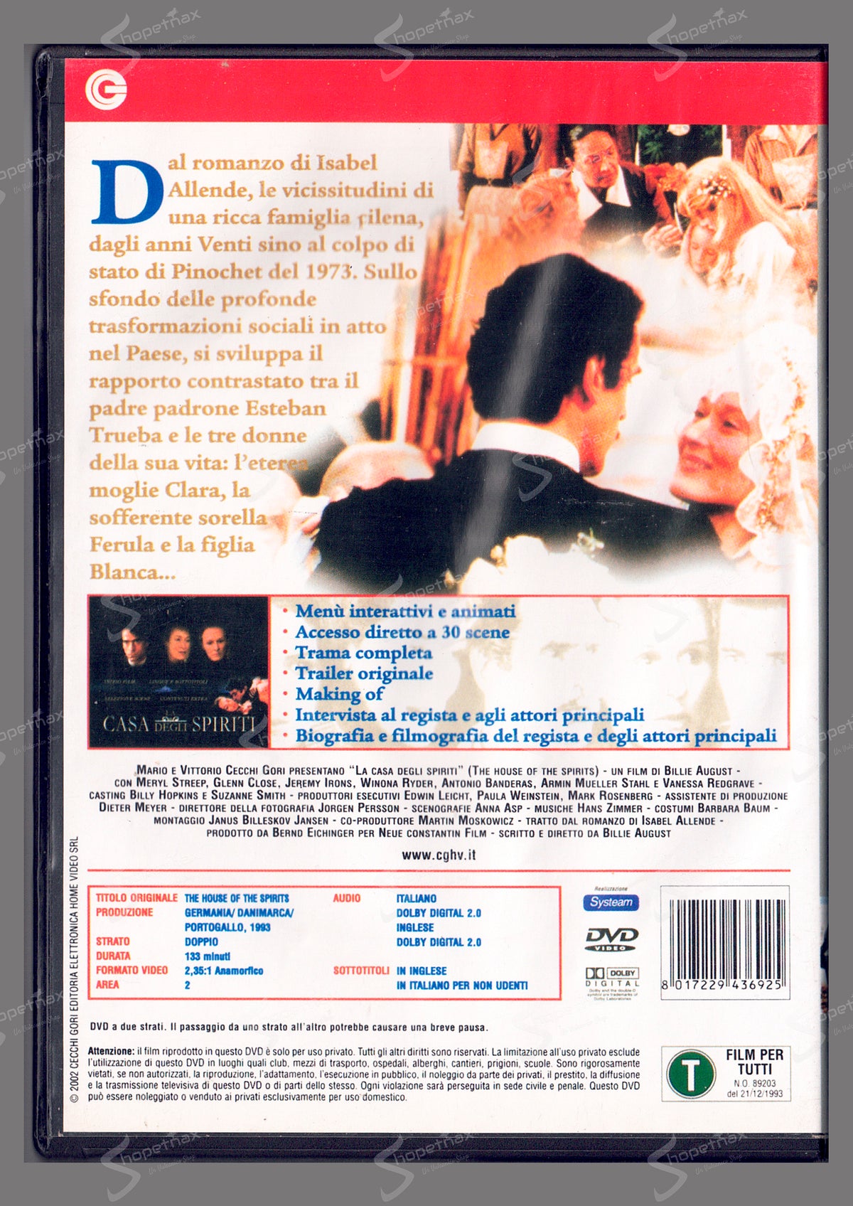 La Casa degli Spiriti (The House of the Spirits) (1993) DVD