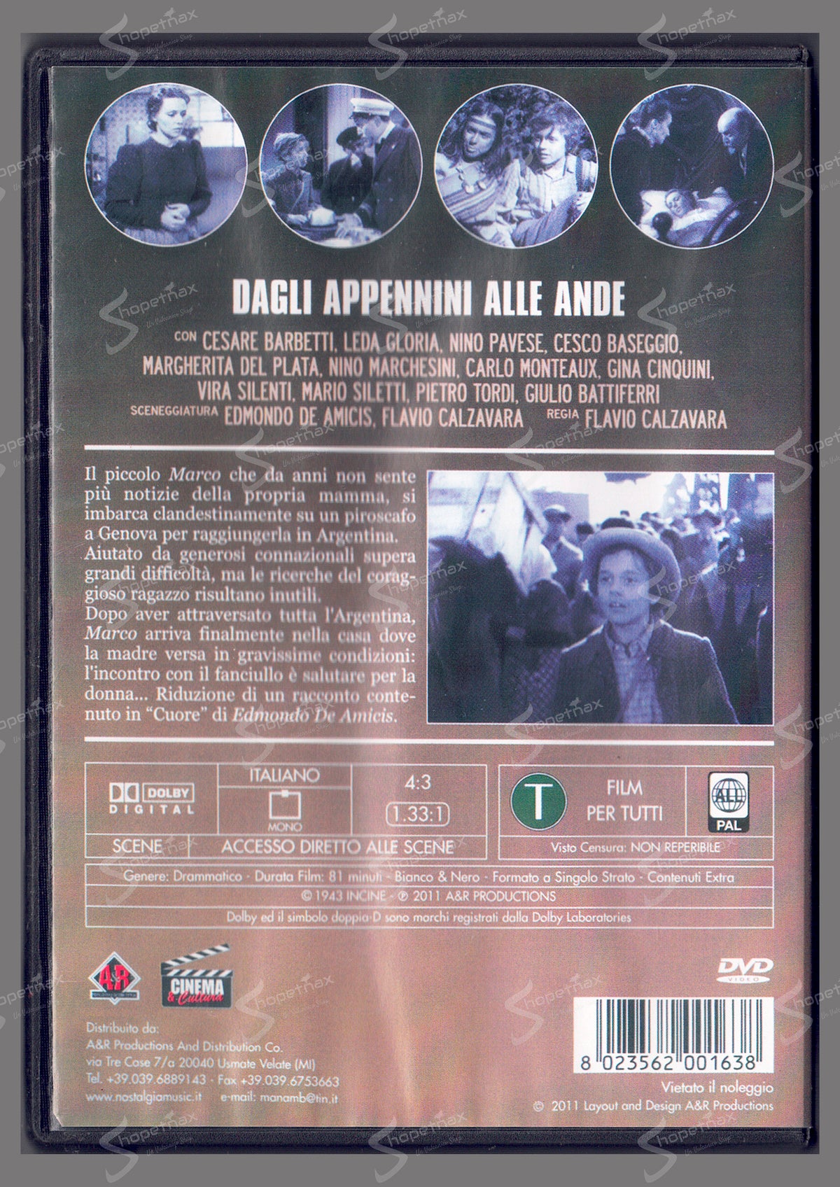 Dagli Appennini alle Ande (1943) DVD Ottimo