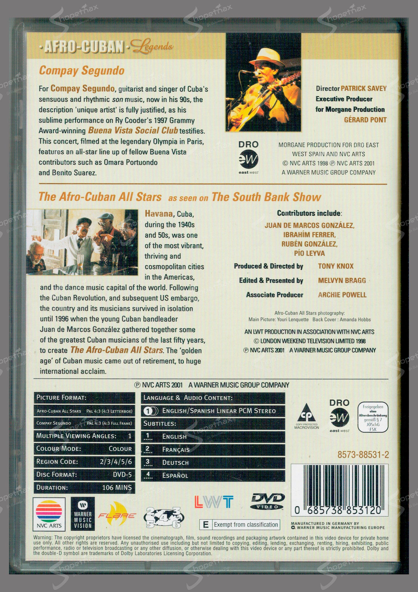 Afro Cuban Legends - Compay Segundo - Double Bill (1998) DVD
